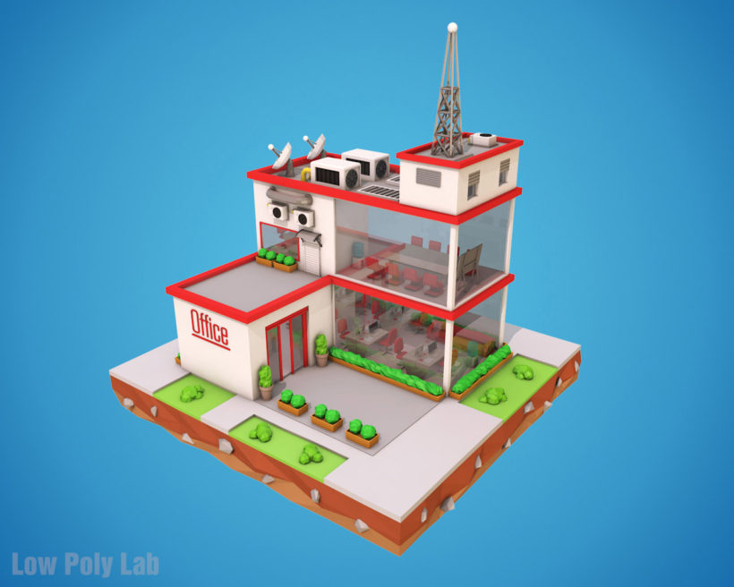 Low Poly Office download 3D model