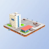 Low Poly Car Service Building