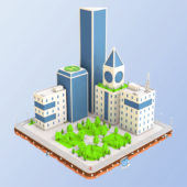 Low Poly City Block Skyscraper Buildings